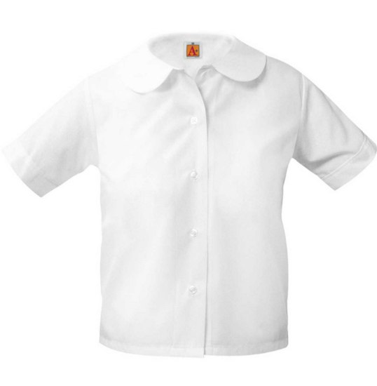 Picture of White Peter Pan Short Sleeve Broadcloth Blouse