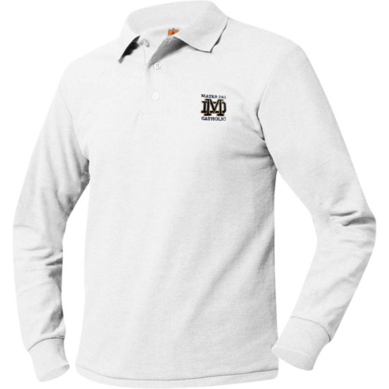 Picture of White Pique Knit Long Sleeve MD Polo Shirt