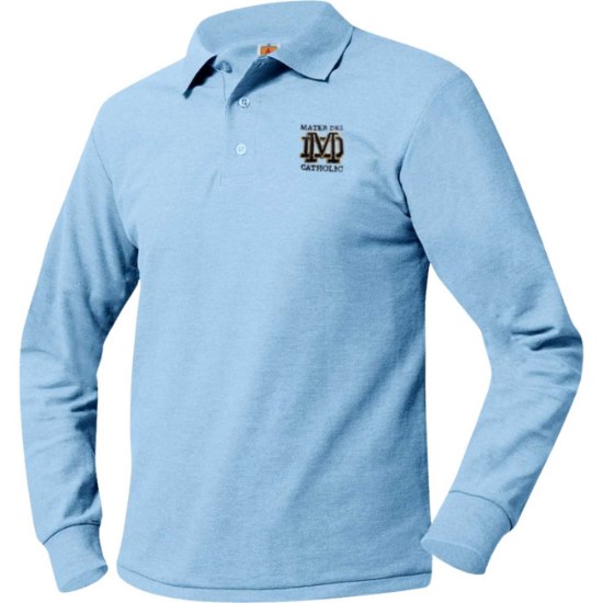 Picture of Light Blue Pique Knit Long Sleeve MD Polo Shirt