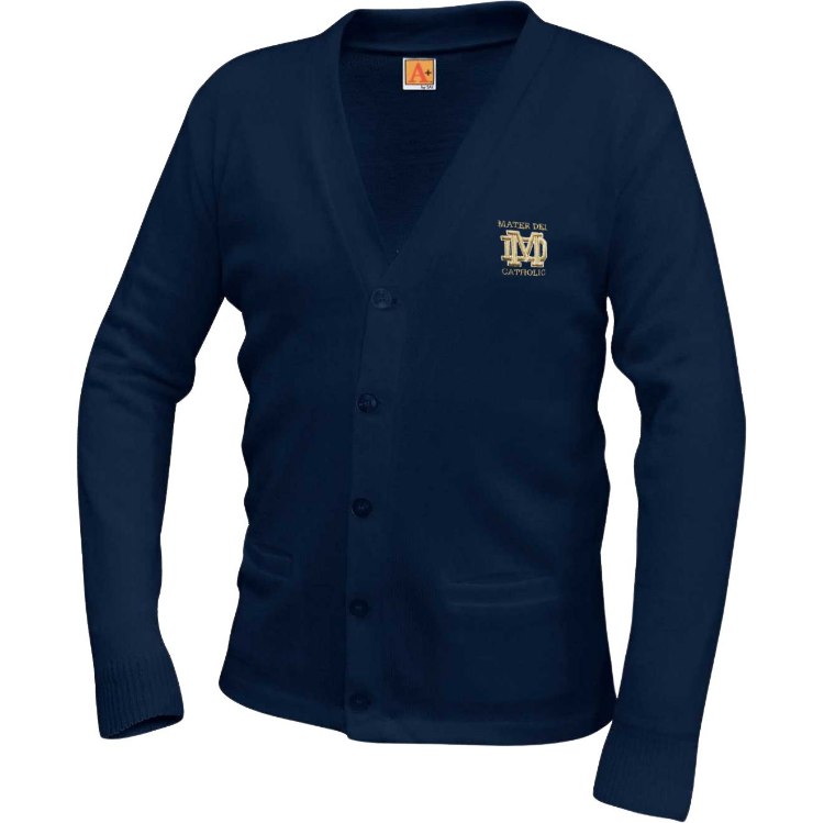 Picture of Navy MD Two-Pocket Jersey V-Neck Unisex Cardigan